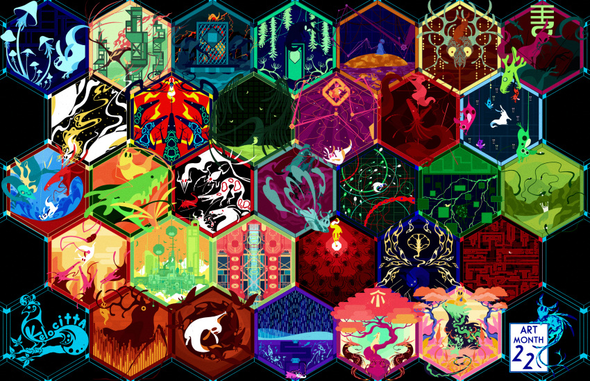 1boy, 1girl, androgynous, batfly_(rain_world), black_background, black_eyes, black_lizard_(rain_world), blue_background