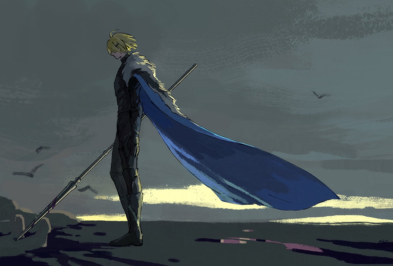 1boy, animal, armor, armored_boots, armored_gloves, armored_legwear, bird, black_armor