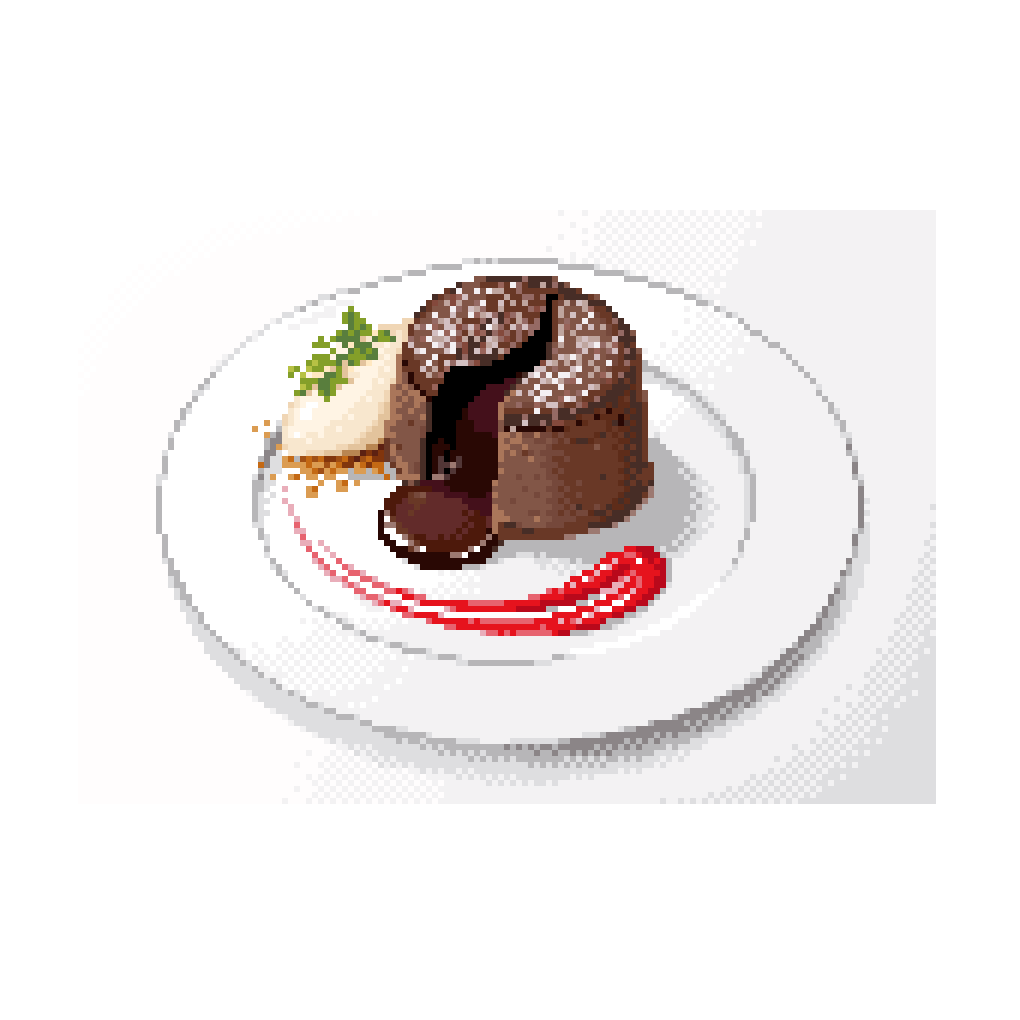 chocolate, dessert, fondant_au_chocolat, food, food_focus, leaf, no_humans, original