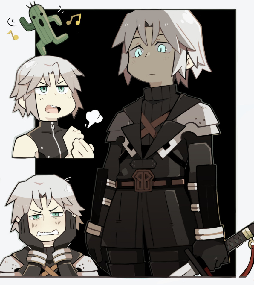 1boy, aged_down, angry, animal_on_head, arm_armor, armor, belt, black_background