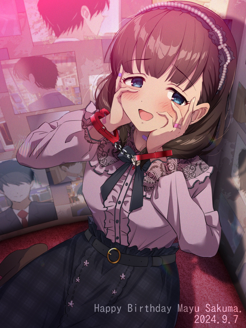 1girl, absurdres, bandaid, bandaid_on_hand, bandaid_on_neck, black_ribbon, black_skirt, blush