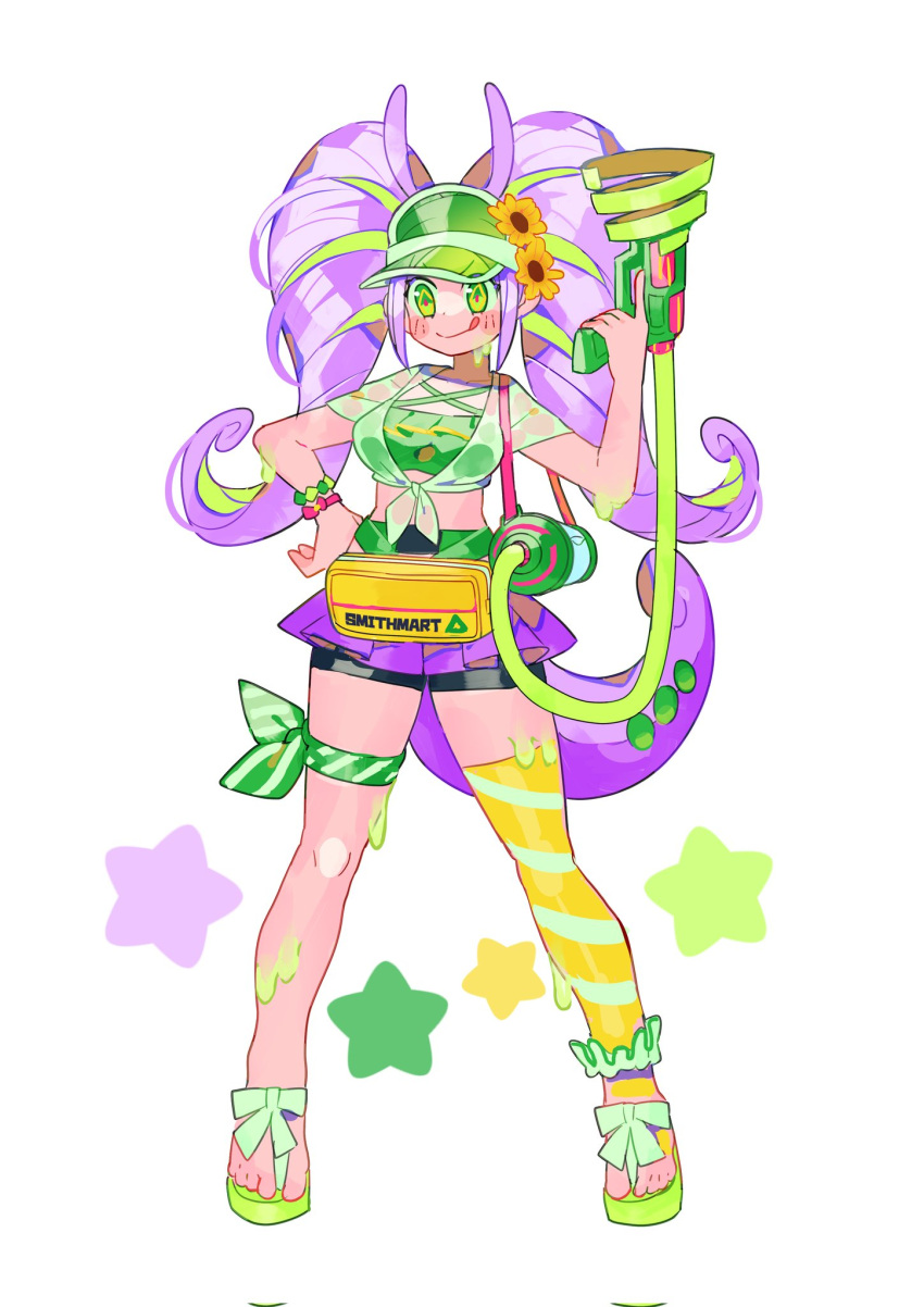 antennae, cosplay, fanny_pack, goodra, green_eyes, highres, pokemon, purple_hair