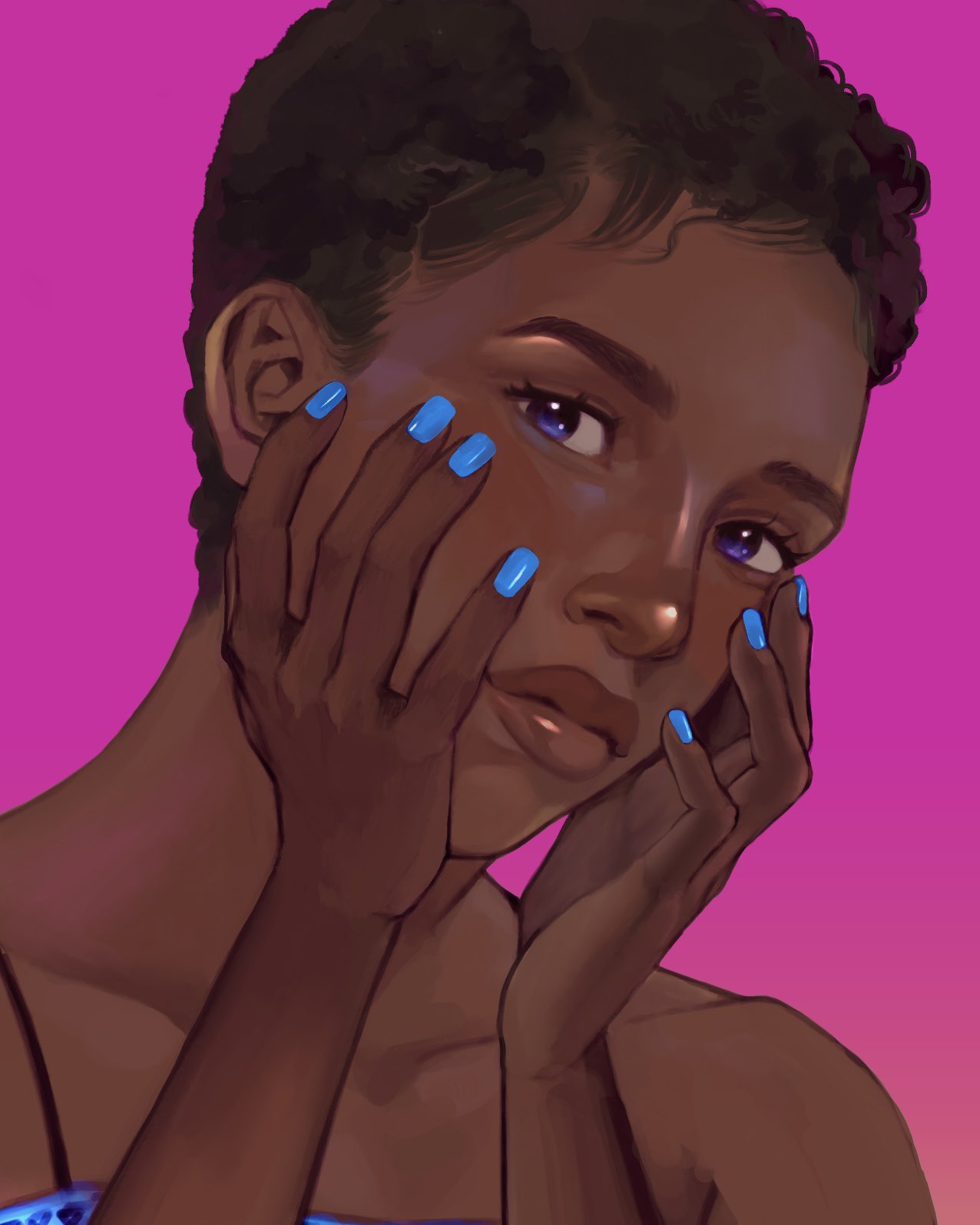 1girl, bare_shoulders, black_hair, dark-skinned_female, dark_skin, highres, hogwarts_legacy, looking_at_viewer