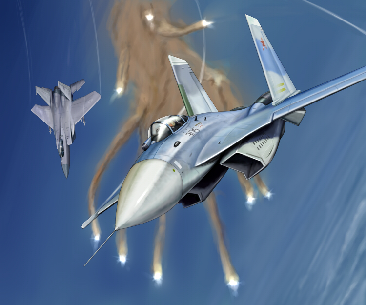 1boy, aerial_battle, air-to-air_missile, aircraft, airplane, battle, dogfight, f-15_eagle