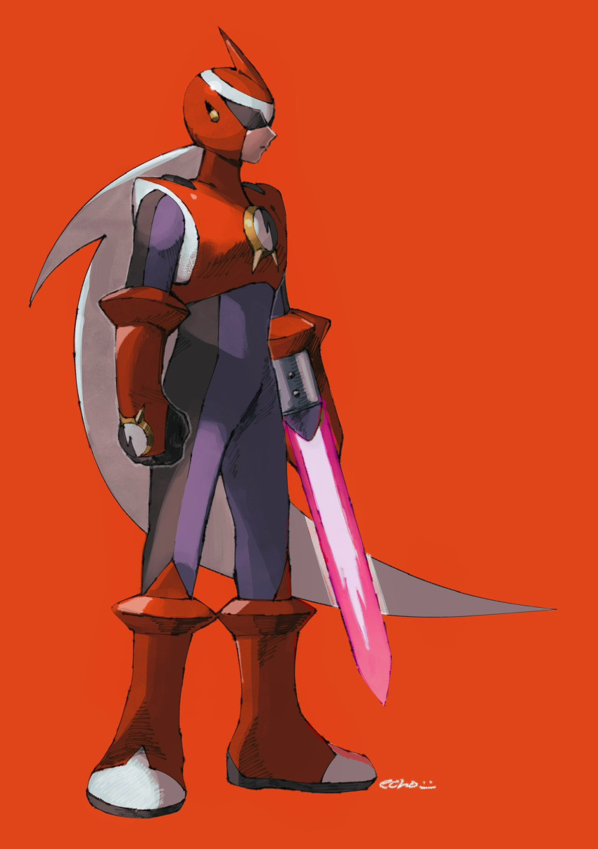 1boy, arm_blade, assault_visor, clenched_hand, grey_hair, helmet, highres, long_hair