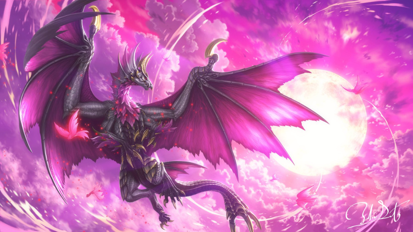 bone_tail, claws, dragon, dragon_horns, dragon_wings, highres, horns, malzeno_(monster_hunter)