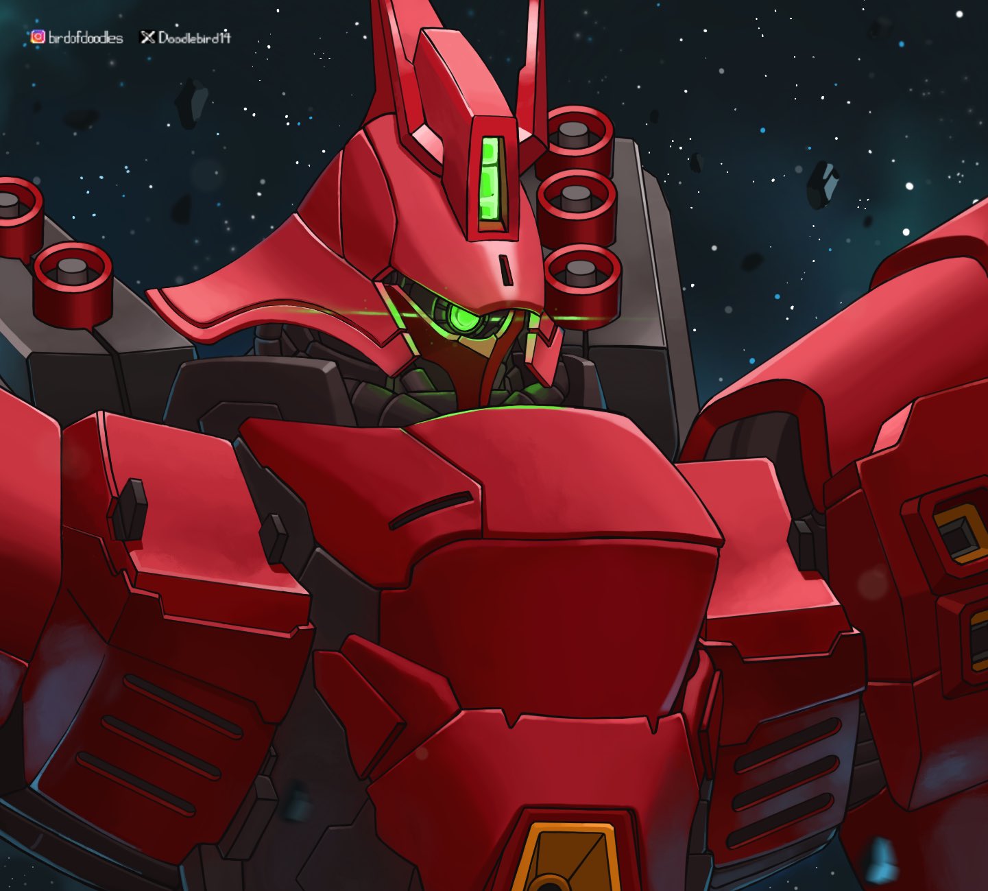 char's_counterattack, commission, doodlebird14, eye_trail, gundam, highres, instagram_logo, instagram_username