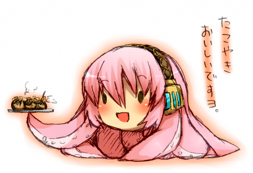 food, lowres, megurine_luka, sayuma, takoluka, takoyaki, vocaloid