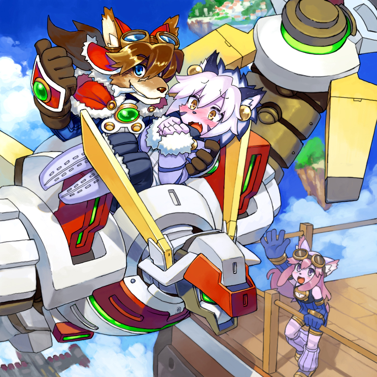 animal_ears, cat_ears, catgirl, dog_ears, dog_tail, elh_melizee, goggles, kemono