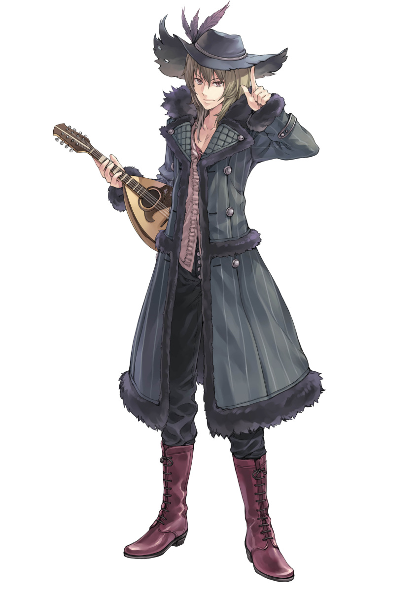 1boy, absurdres, atelier_(series), atelier_rorona, black_coat, black_hat, black_pants, boots