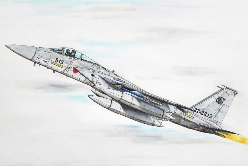 1other, air-to-air_missile, aircraft, airplane, f-15_eagle, fighter_jet, flying, highres