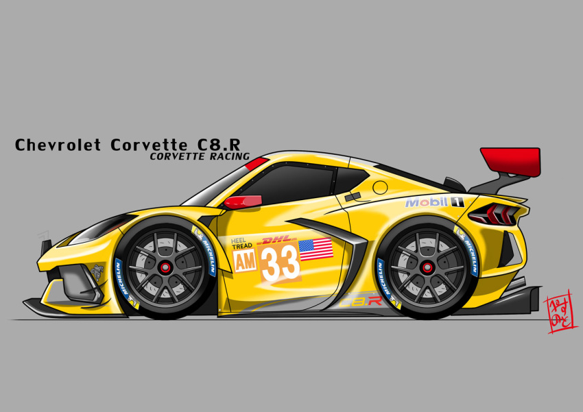 american_flag, car, chevrolet, chevrolet_corvette, chevrolet_corvette_c8, chibi, corvette_racing, dhl