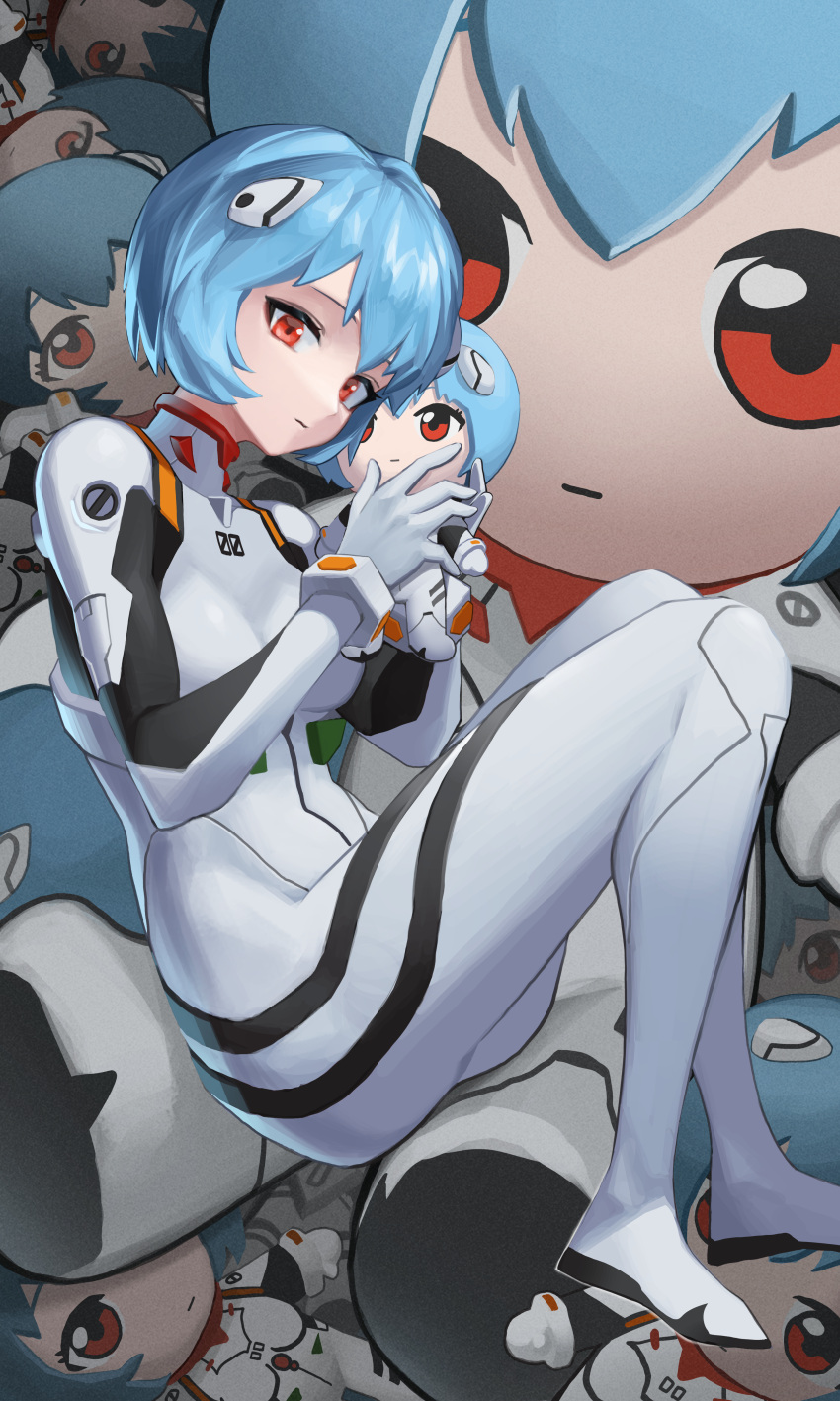 6+girls, absurdres, ayanami_rei, bodysuit, breasts, character_doll, chibi, expressionless