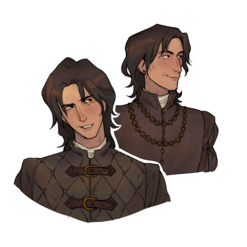 a_song_of_ice_and_fire, alternate_costume, black_hair, earrings, highres, jewelry, single_earring, theon_greyjoy