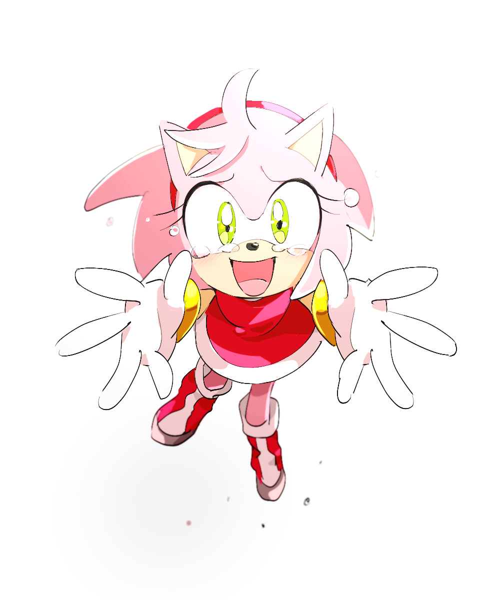 1girl, amy_rose, boots, crying, crying_with_eyes_open, dress, from_above, furry