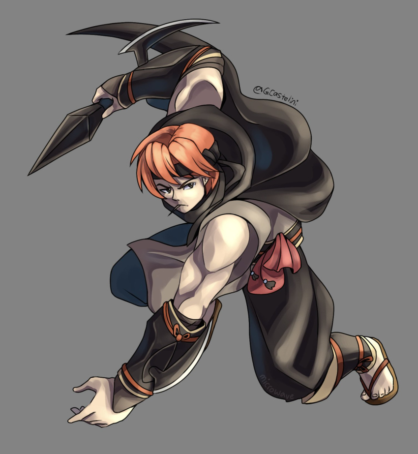 1boy, asugi_(fire_emblem), fire_emblem, fire_emblem_fates, full_body, gcastelini, grey_background, headband