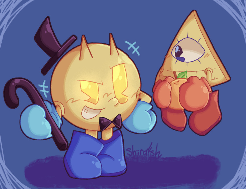 bill_cipher, body_switch, boots, bow, bowtie, cane, eye_of_providence, food