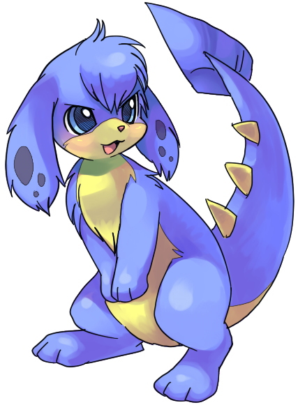 >:), :3, animal_focus, blue_eyes, blue_fur, choko_(sweetpocket), commentary_request, full_body