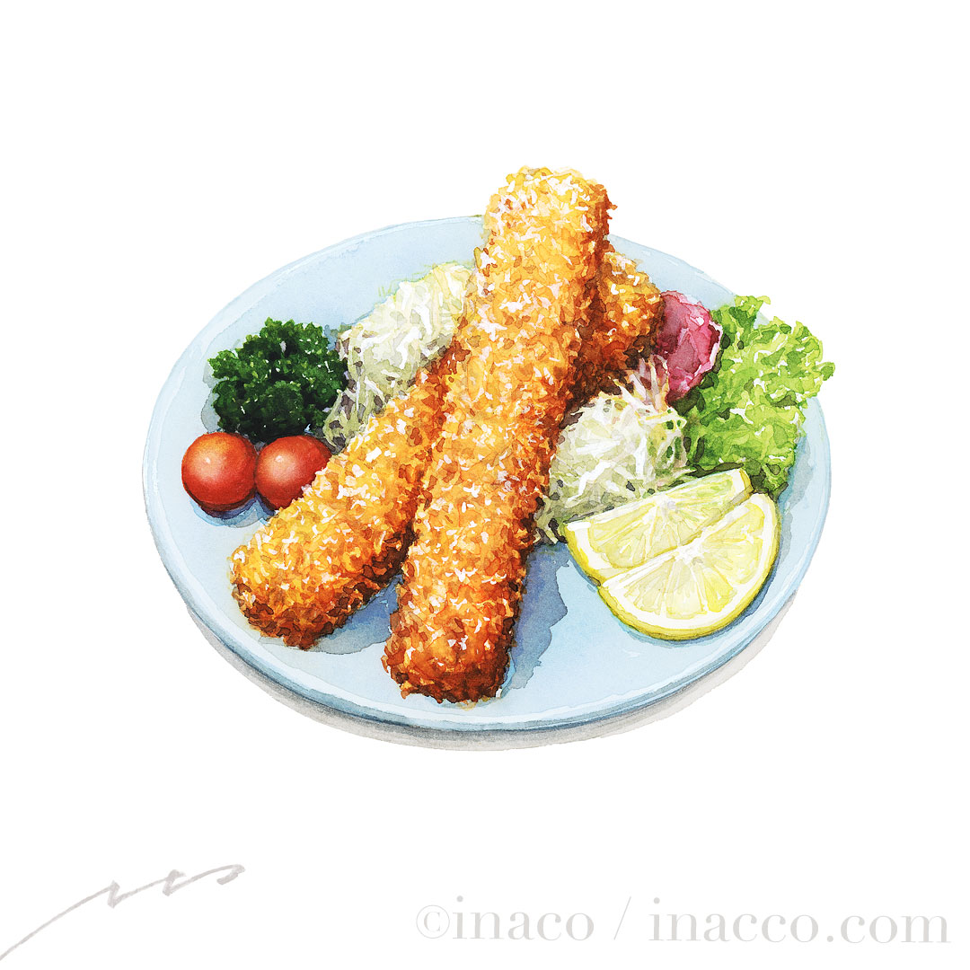artist_name, cherry_tomato, commentary_request, food, food_focus, fried_squid, fruit, inaco