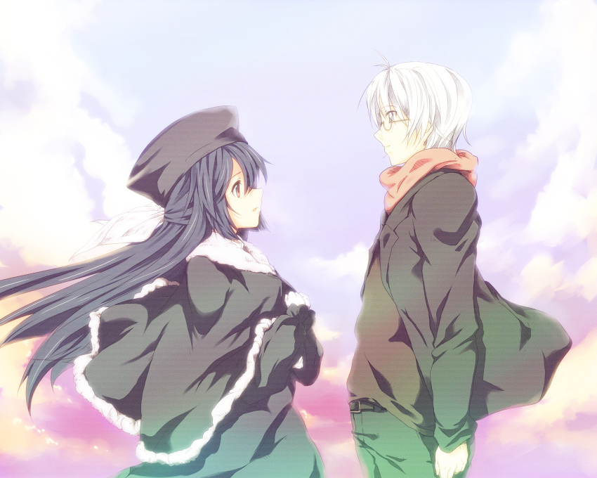 amamiya_yuko, amamiya_yuuko, bad_id, blue_hair, brown_eyes, ef, glasses, gloves
