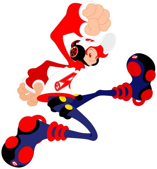 1boy, adapted_costume, aged_up, amp_(cool_cool_toon), baseball_cap, black_headphones, blue_footwear, blue_pants
