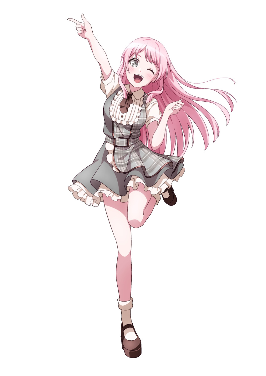 1girl, arm_up, bang_dream!, bang_dream!_it's_mygo!!!!!, blush, brown-framed_eyewear, chihaya_anon, commentary_request