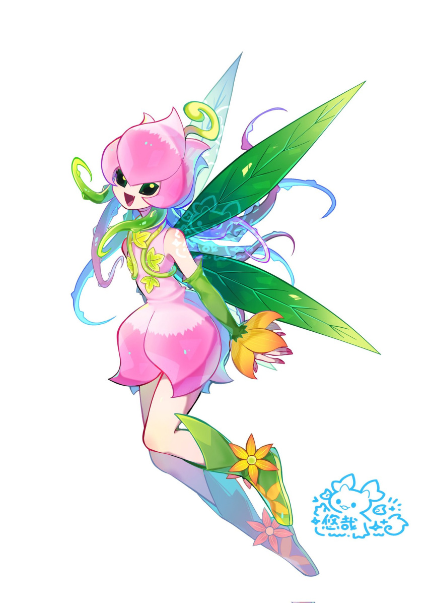 1girl, bare_shoulders, corrupted_twitter_file, detached_sleeves, digimon, digimon_(creature), dress, from_side