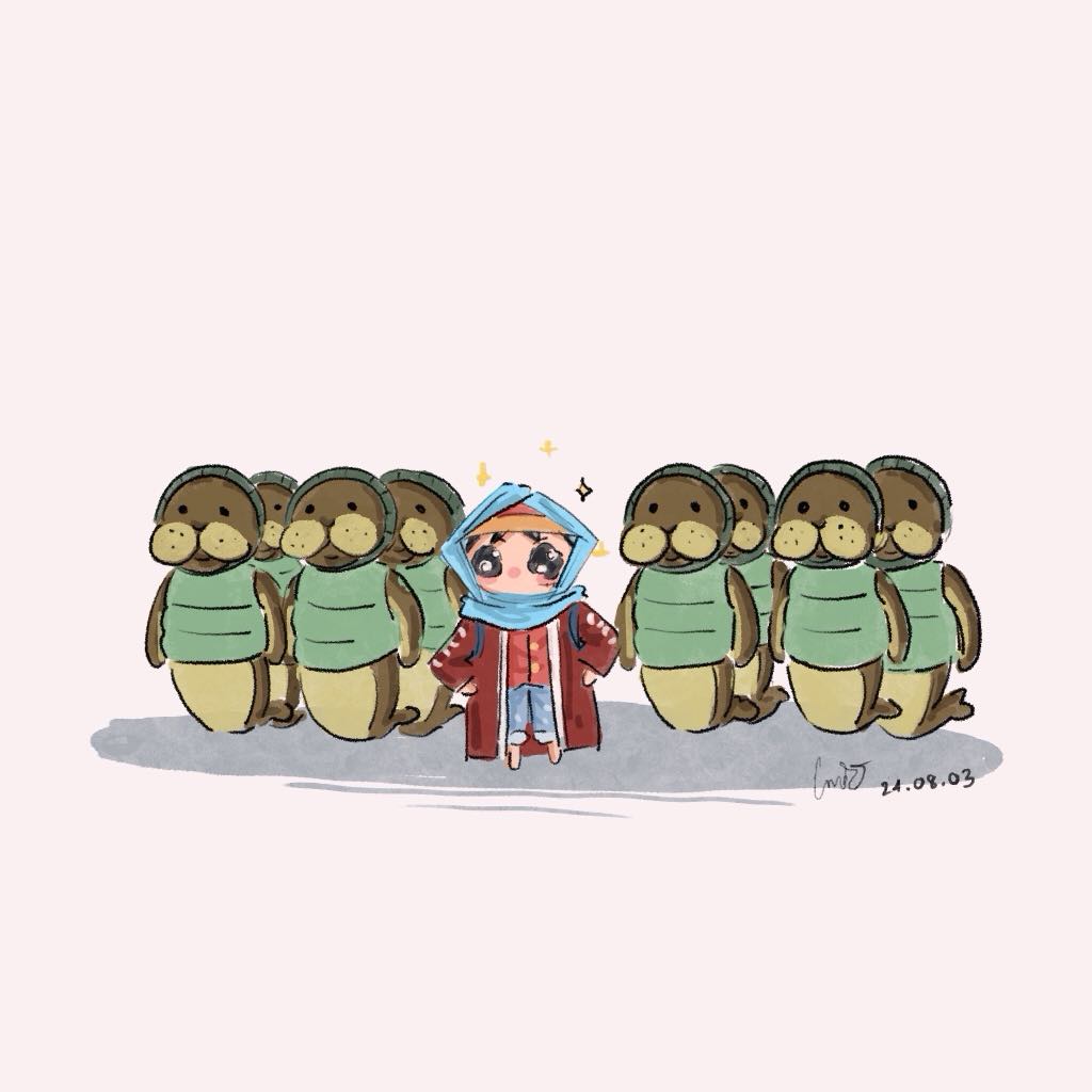 1boy, blue_shorts, chibi, coat, commentary, dated, gocha_rin, hat