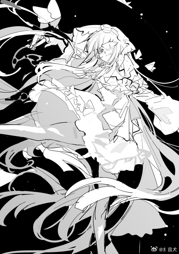 1girl, bare_legs, bare_shoulders, black_background, blunt_bangs, blunt_ends, bow, bug