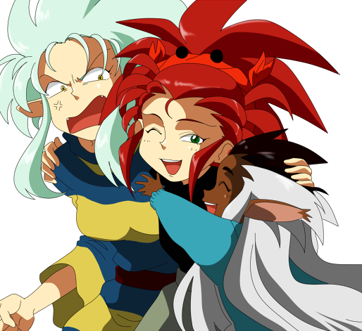 age_difference, angry, black_hair, blue_hair, green_eyes, hakubi_washuu, hand_on_head, hug