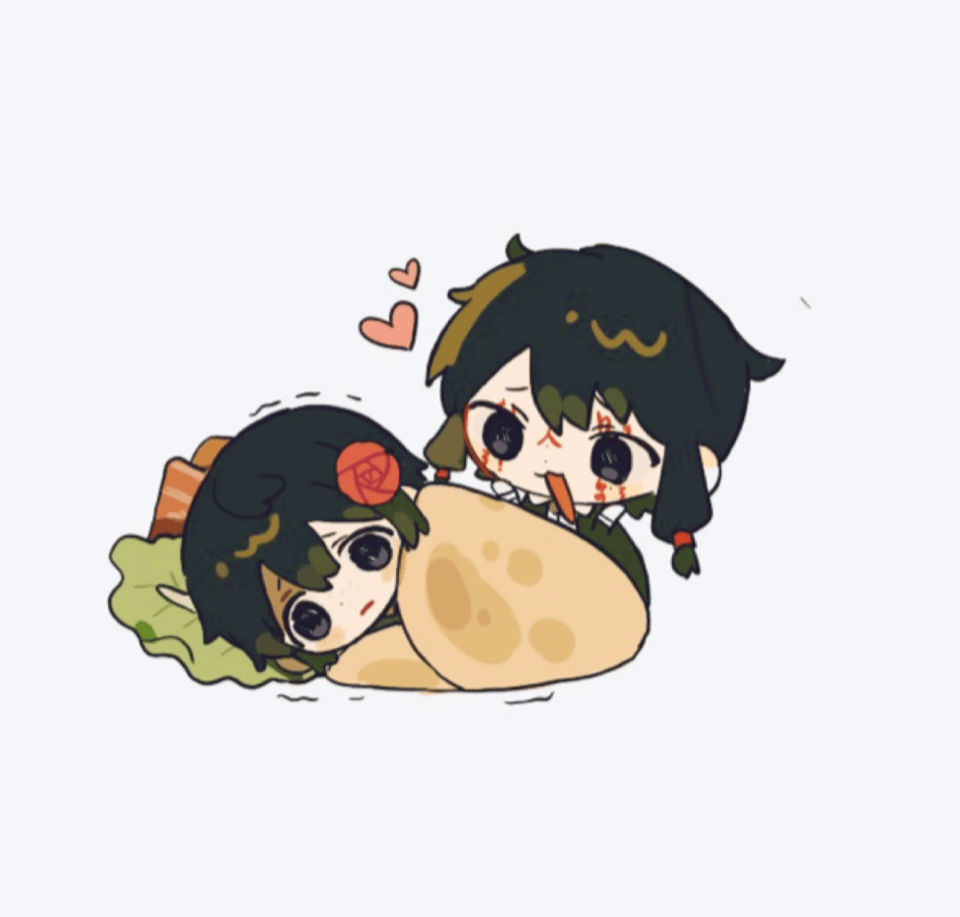 2boys, animalization, animated, animated_gif, bacon, biting, black_hair, black_jacket