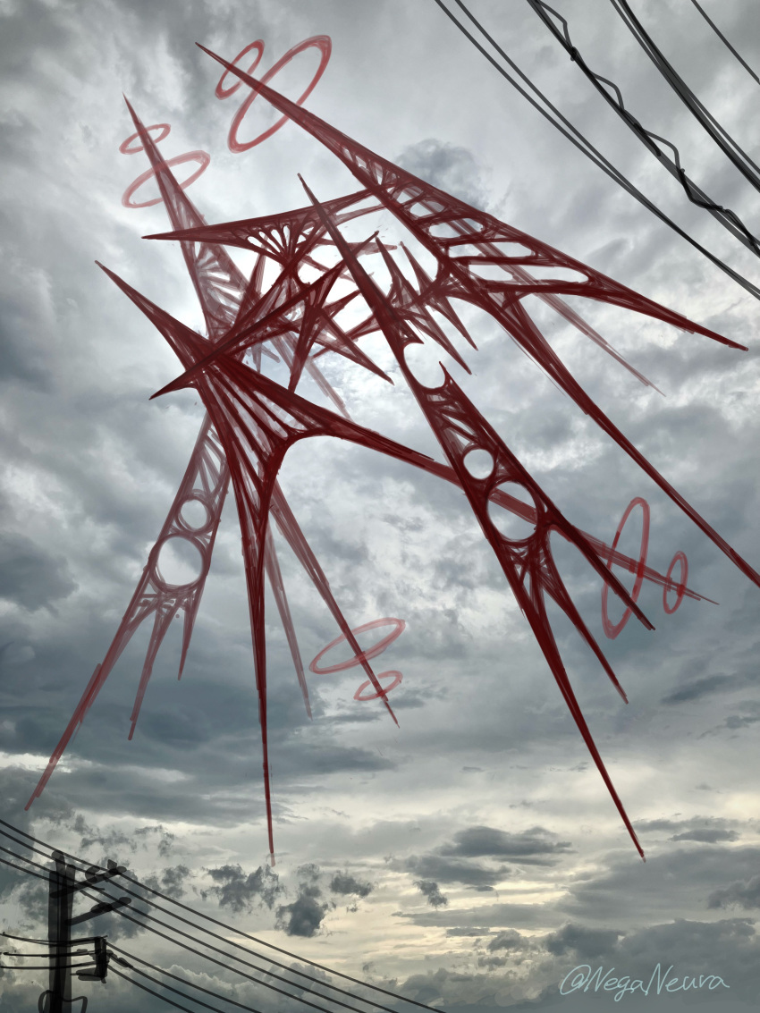 abstract, absurdres, alien, clouds, floating, giant, giant_monster, highres