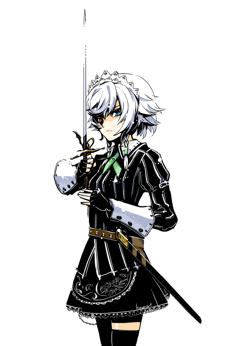 absurdres, bad_id, blue_eyes, heterochromia, highres, hounori, izayoi_sakuya, koumajo_densetsu