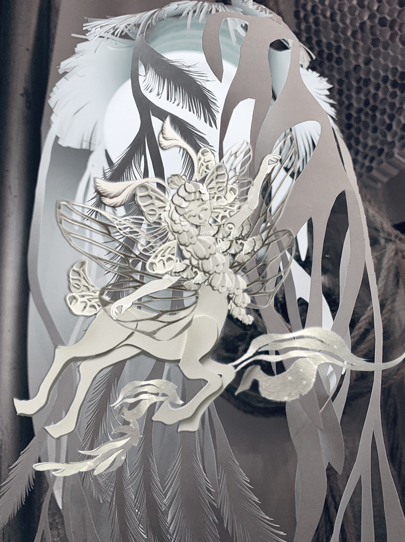 1girl, antennae, arm_up, centaur, centauroid, closed_mouth, english_commentary, fairy