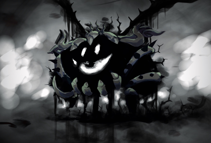 absurdres, armlet, blurry, blurry_background, commentary_request, crown, dripping, eye_in_mouth