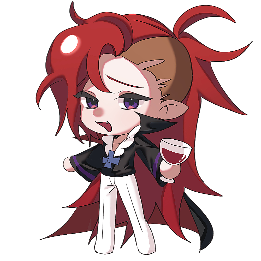 1boy, absurdly_long_hair, alcohol, asymmetrical_bangs, black_cape, black_shirt, cape, chibi