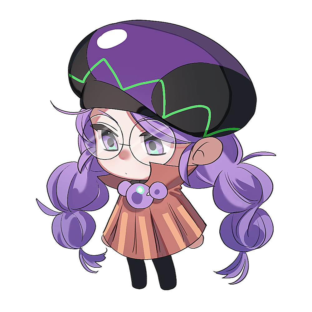 1girl, alchemist_cookie, arms_at_sides, black_hat, black_pants, braid, chibi, chibi_only