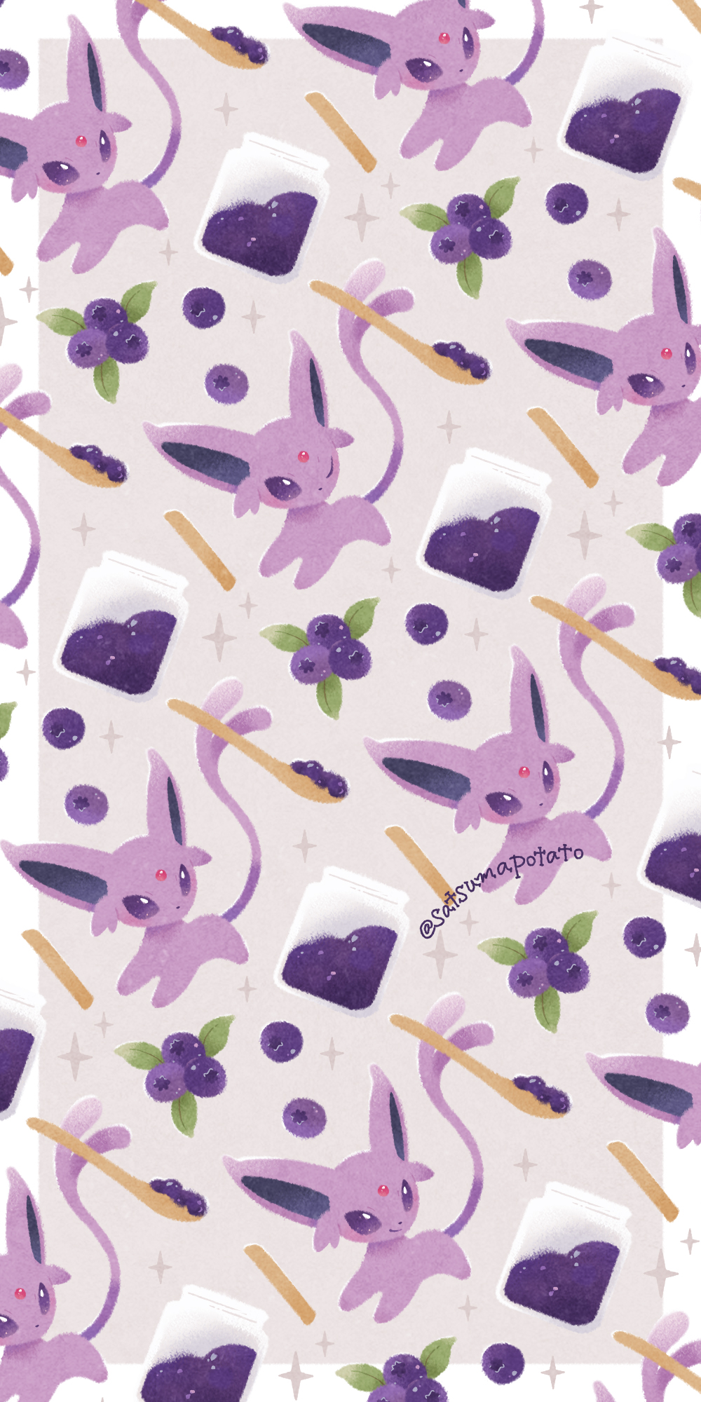 animal_focus, blueberry, blueberry_jam, border, bright_pupils, espeon, food, forehead_jewel