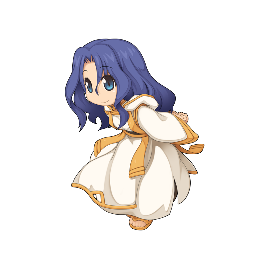 1girl, arms_behind_back, blue_eyes, blue_hair, chibi, chibi_only, closed_mouth, full_body