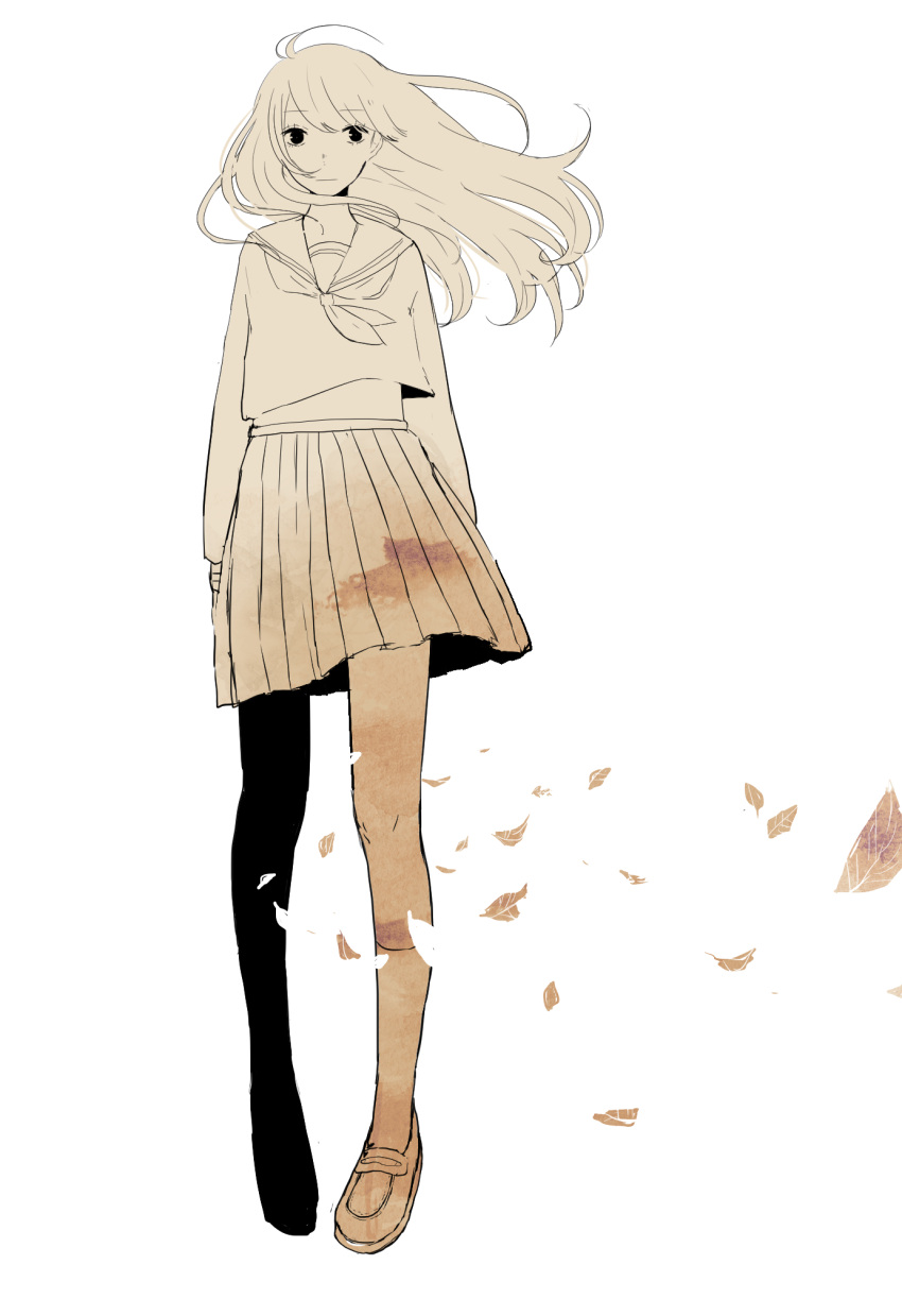 1girl, arms_at_sides, chiri_yo, closed_mouth, eyelashes, falling_leaves, full_body, highres