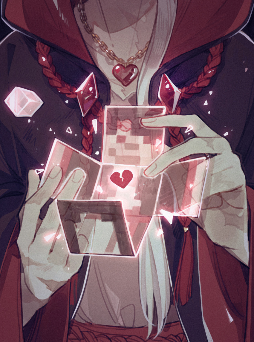 1boy, alternate_costume, belt, chain, chain_necklace, commentary, cube, english_commentary