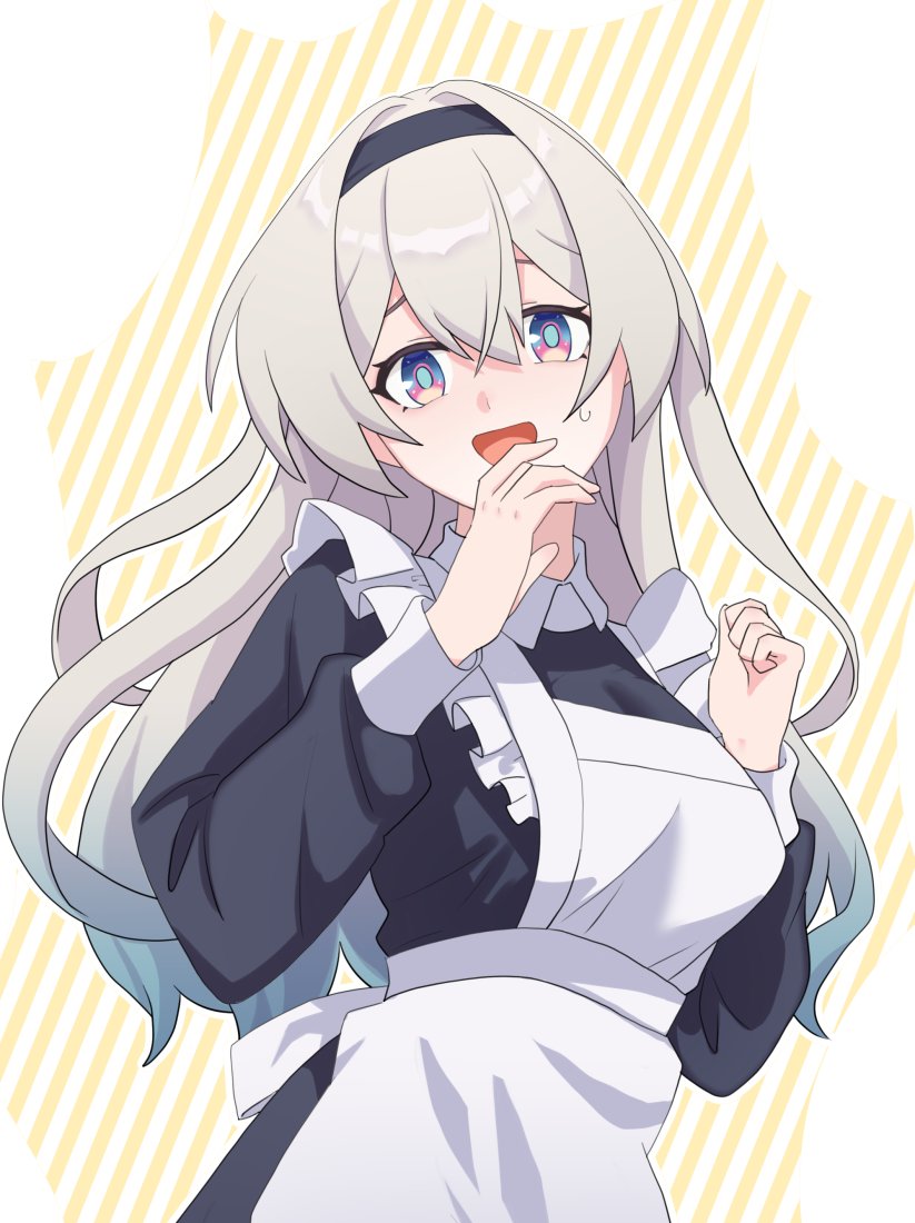 1girl, alternate_costume, apron, black_hairband, breasts, collared_shirt, enmaided, firefly_(honkai:_star_rail)