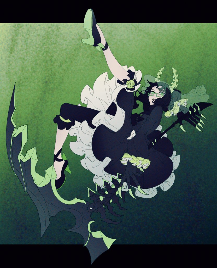 1girl, black_dress, black_hair, black_leggings, black_rock_shooter, dead_master, dress, fingernails