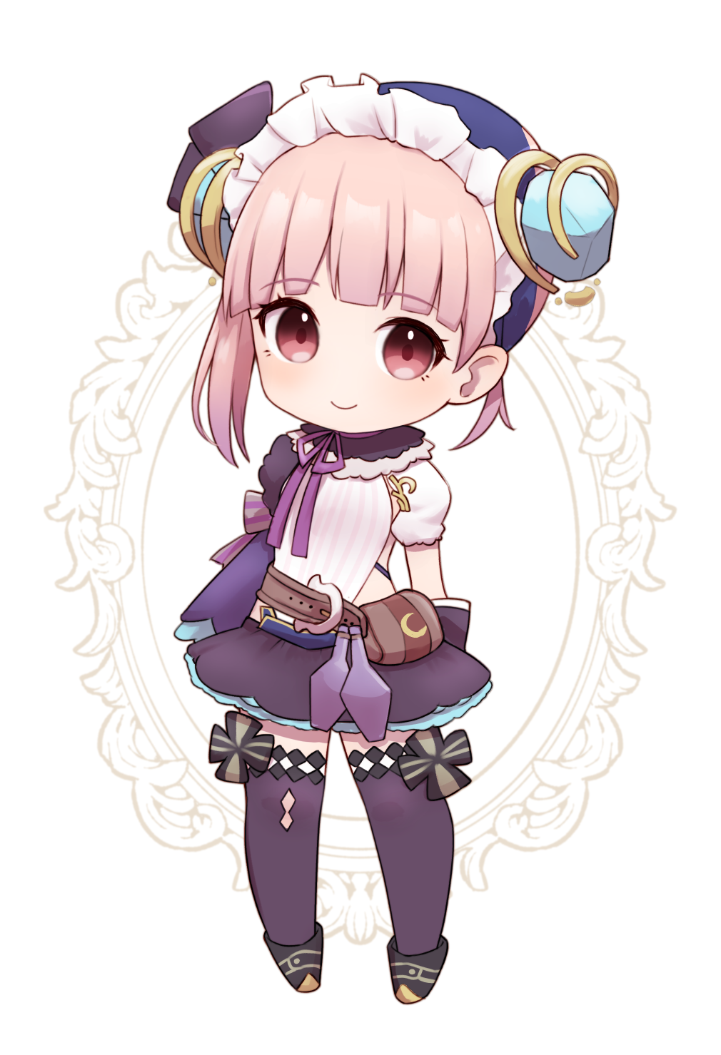 1girl, atelier_(series), atelier_lydie_&amp;_suelle, belt_pouch, black_footwear, blunt_bangs, chibi, closed_mouth