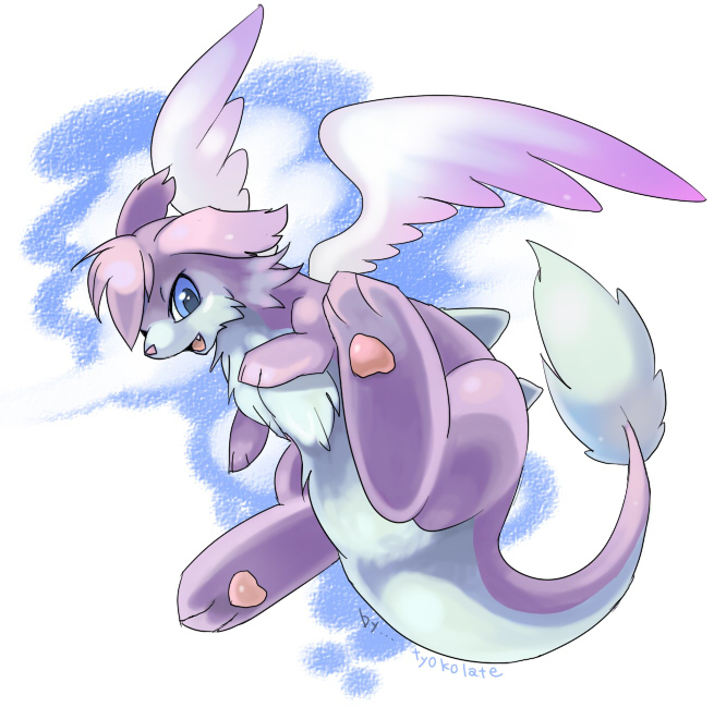 >:), blue_eyes, blue_sky, choko_(sweetpocket), clouds, commentary_request, creature_focus, faerie_neopet
