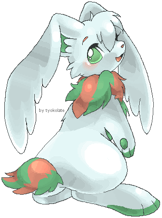 artist_name, choko_(sweetpocket), christmas_neopet, commentary_request, creature_focus, cybunny, dithering, droopy_ears