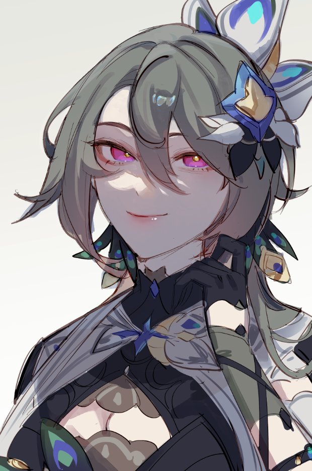 1girl, arbk_r, breasts, cleavage_cutout, closed_mouth, clothing_cutout, commentary, dress