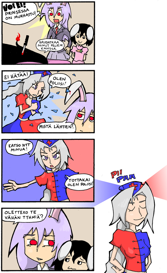 :3, animal_ears, black_hair, blood, bunny_ears, closed_eyes, comic, drawfag