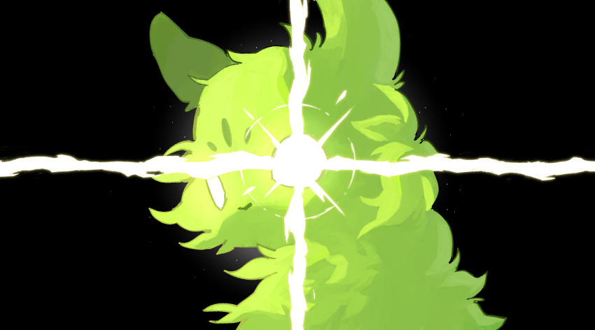 animal_ear_fluff, black_background, creature, facial_mark, fluffy, forehead_mark, green_fur, highres