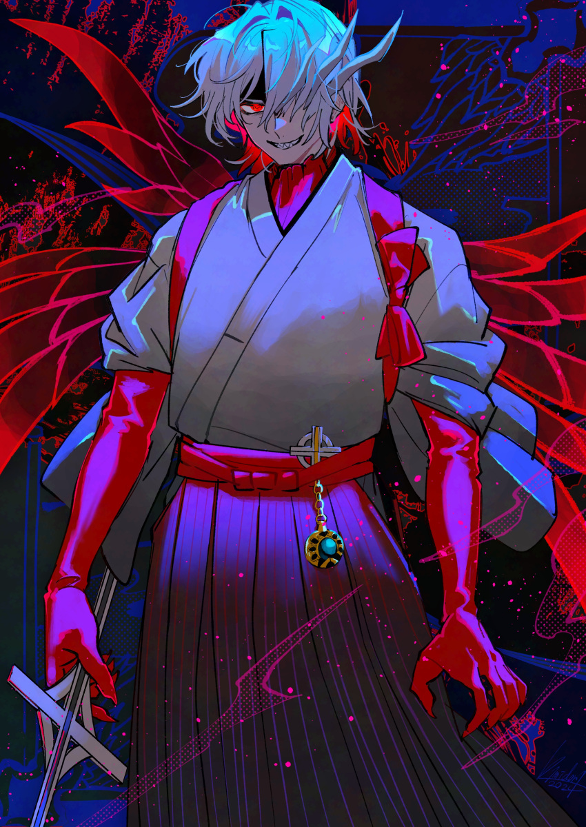 1boy, absurdres, antonio_salieri_(fate), antonio_salieri_(first_ascension)_(fate), antonio_salieri_(kyomaf_2024)_(fate), antonio_salieri_(second_ascension)_(fate), ascot, black_hakama